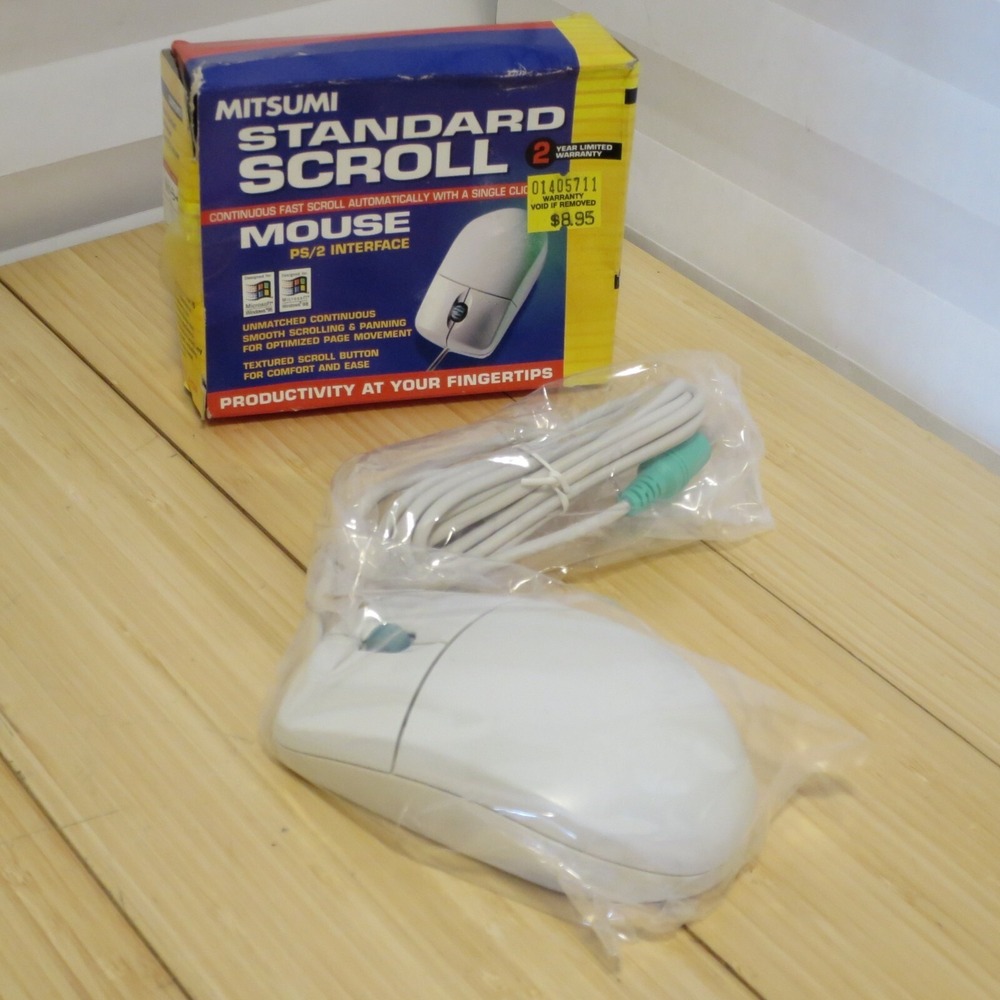 NOS‎ Vintage Mitsumi PS2 Ball Mouse EW4ECM-S3101 2 Button with Scroll Wheel